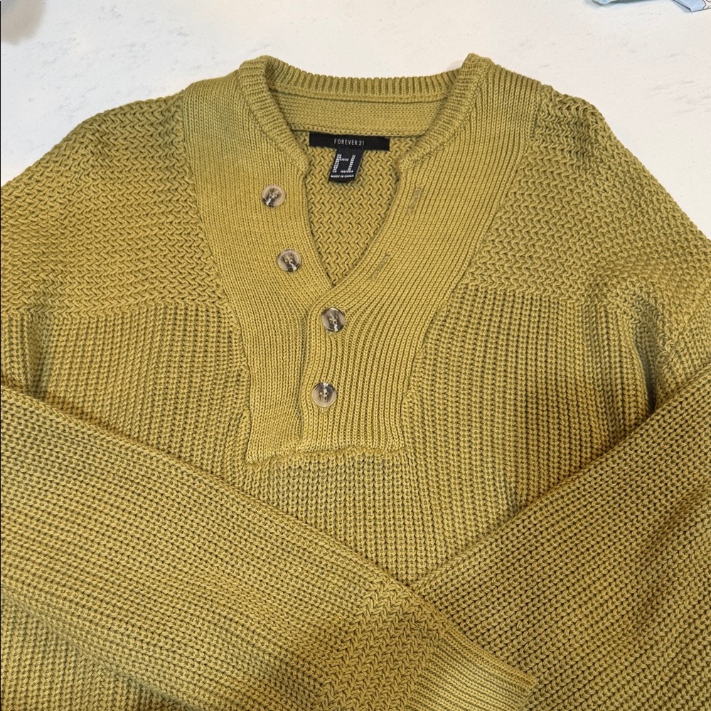 Forever 21 Green Button Sweater